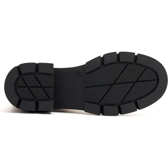 Redtop Women's Brown Faux Leather Elastic Chunky Block Heel Lug Sole Ankle Boot - Picture 5 of 7